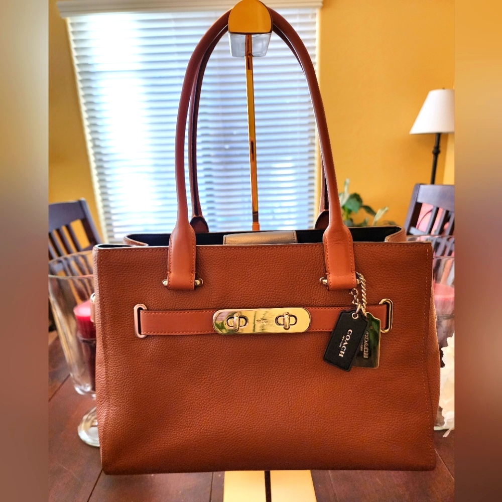 COPY - Coach Swagger Carryall Satchel in Polished Pebble Leather